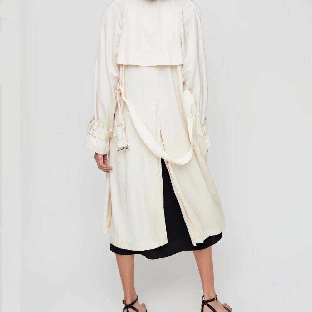 Aritzia Babaton Carson Cream new Trench Business Formal Casual Relaxed Coat Sz S - Picture 4 of 10